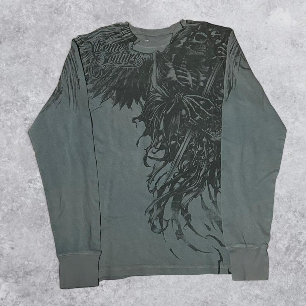 Y2K Grunge Affliction Style Xtreme Couture Reaper Long Sleeve Shirt - Size XL! - Picture 2 of 4